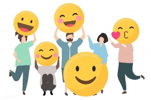 People with happy emotion emoticon