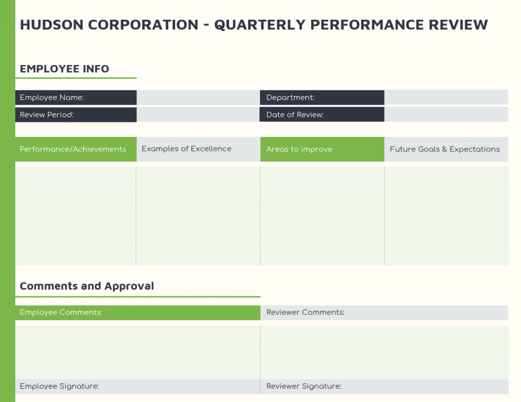 Quarterly Employee Review Template from grosum.com